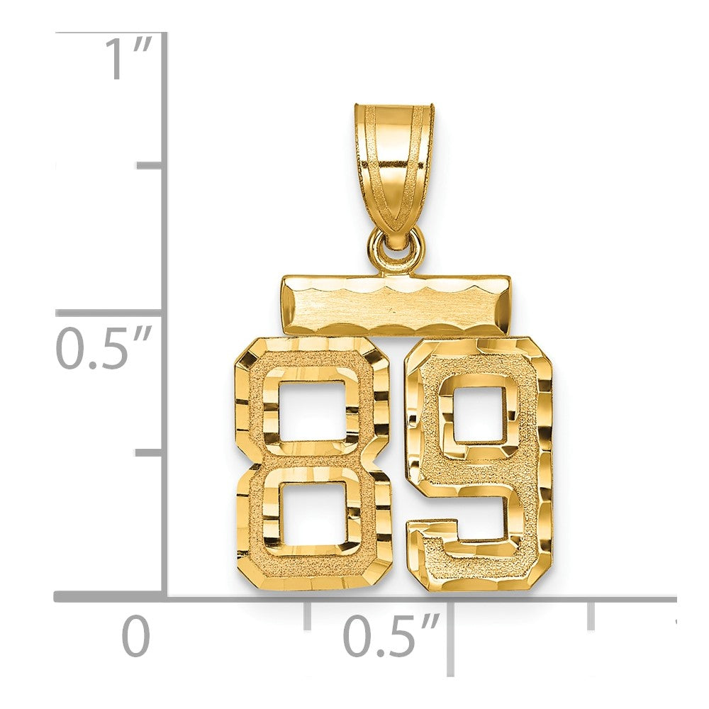 14k Small Brushed Diamond-cut Number 89 Charm