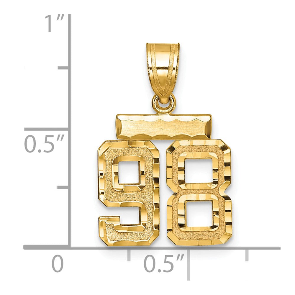 14k Small Brushed Diamond-cut Number 98 Charm