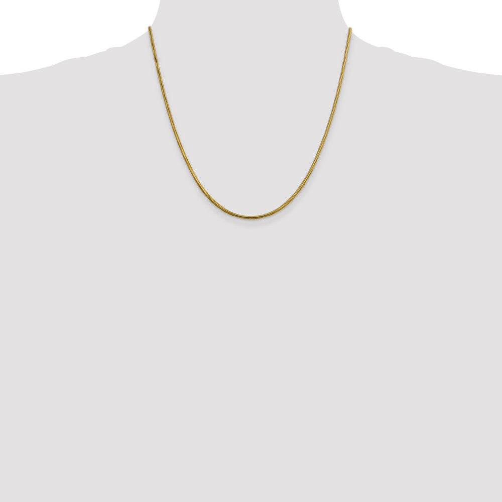 14K Yellow Gold 20 inch 1.85mm Round Snake Lobster Clasp Chain