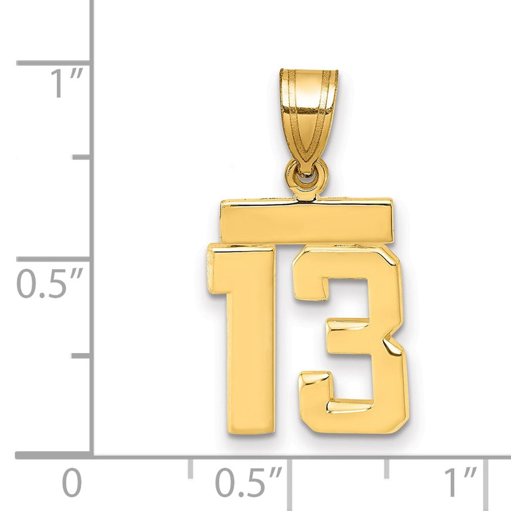 14k Small Polished Number 13 Charm