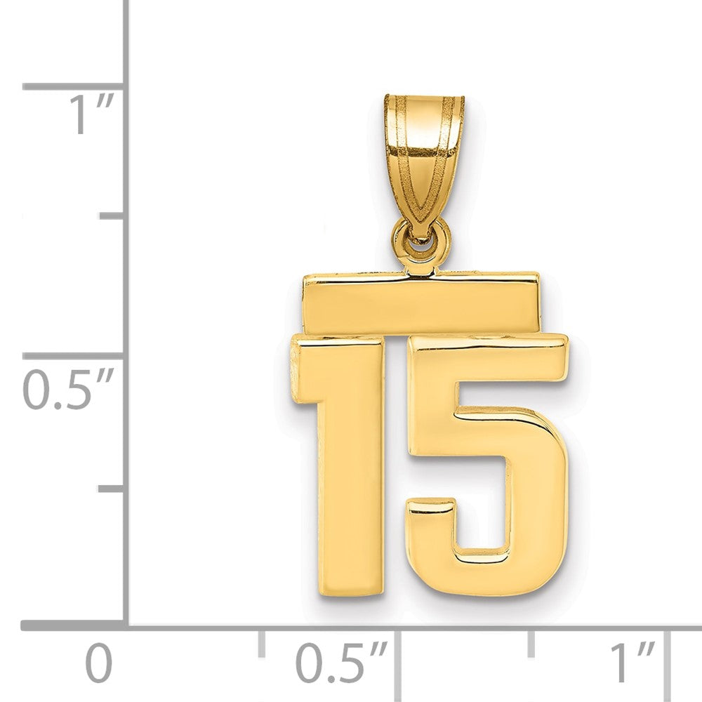 14k Small Polished Number 15 Charm