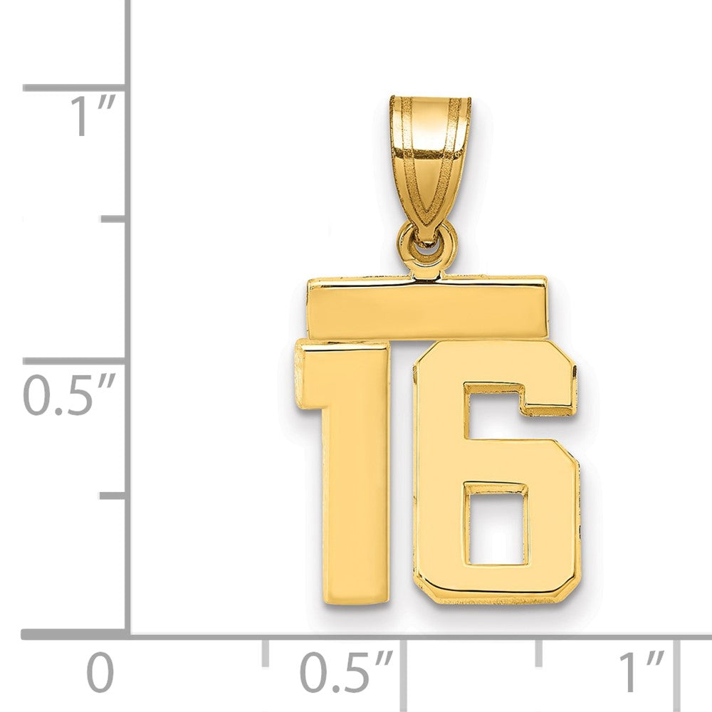 10k Small Polished Number 16 Charm