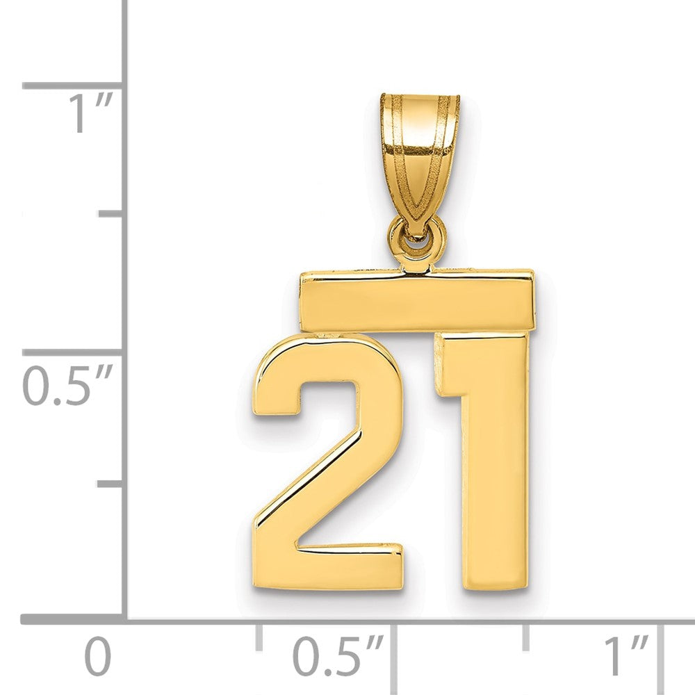 14k Small Polished Number 21 Charm