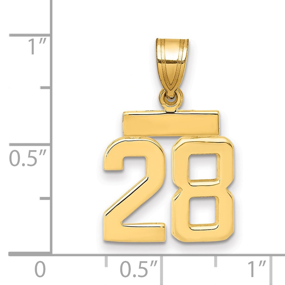 14k Small Polished Number 28 Charm