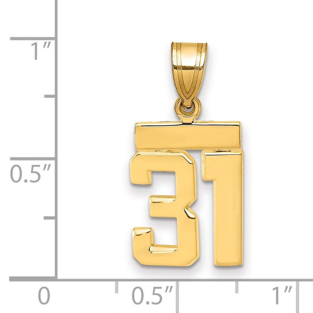 14k Small Polished Number 31 Charm