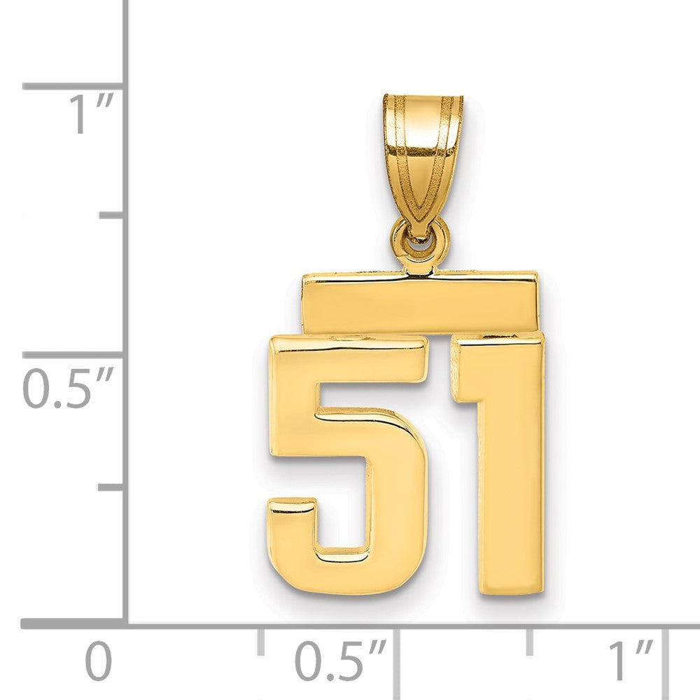 14k Small Polished Number 51 Charm