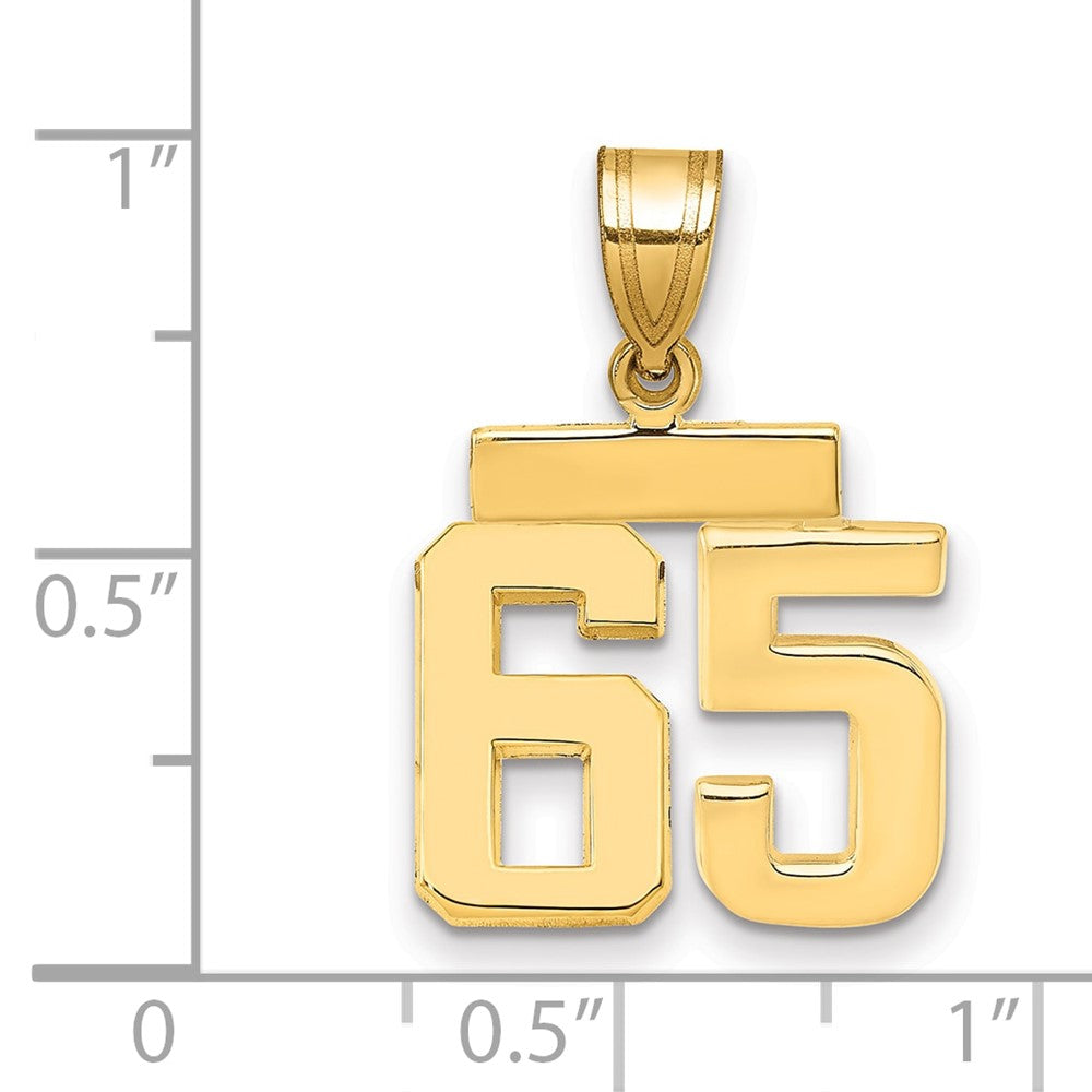 14k Small Polished Number 65 Charm