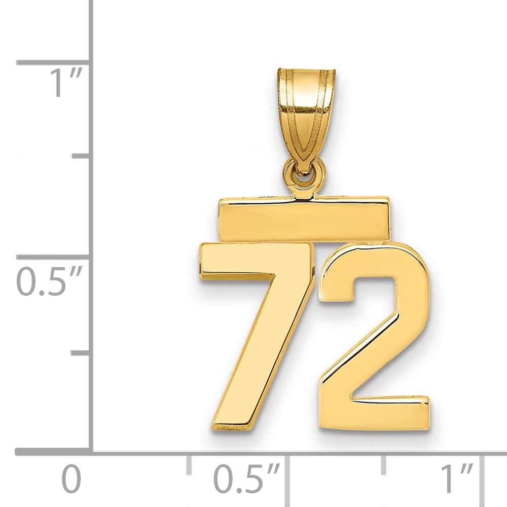 14k Small Polished Number 72 Charm