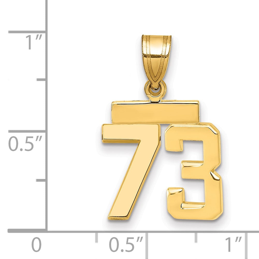 14k Small Polished Number 73 Charm