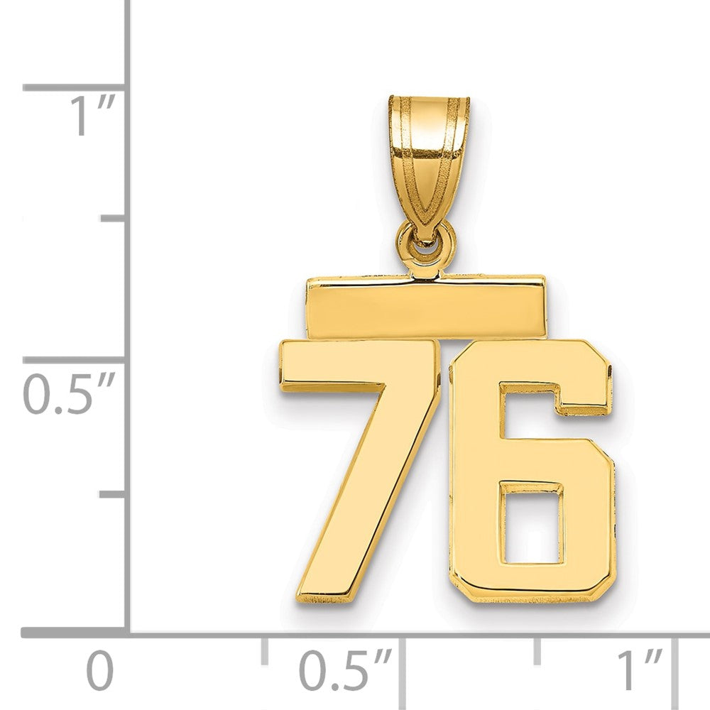 14k Small Polished Number 76 Charm