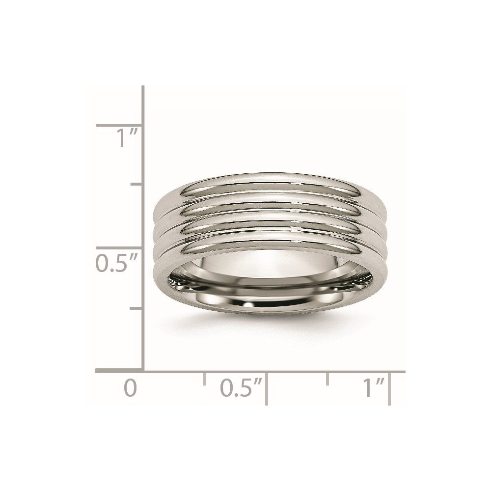 Chisel Stainless Steel Polished 8mm Grooved Band