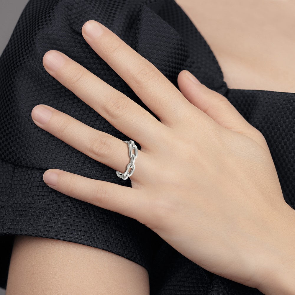 Chisel Stainless Steel Polished 6mm Chain Link Design Ring