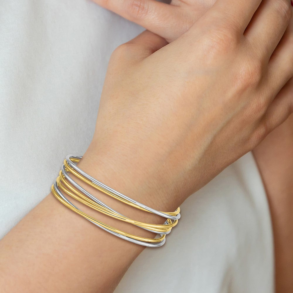 Chisel Stainless Steel Polished Yellow IP-plated Twisted Cuff Bangle
