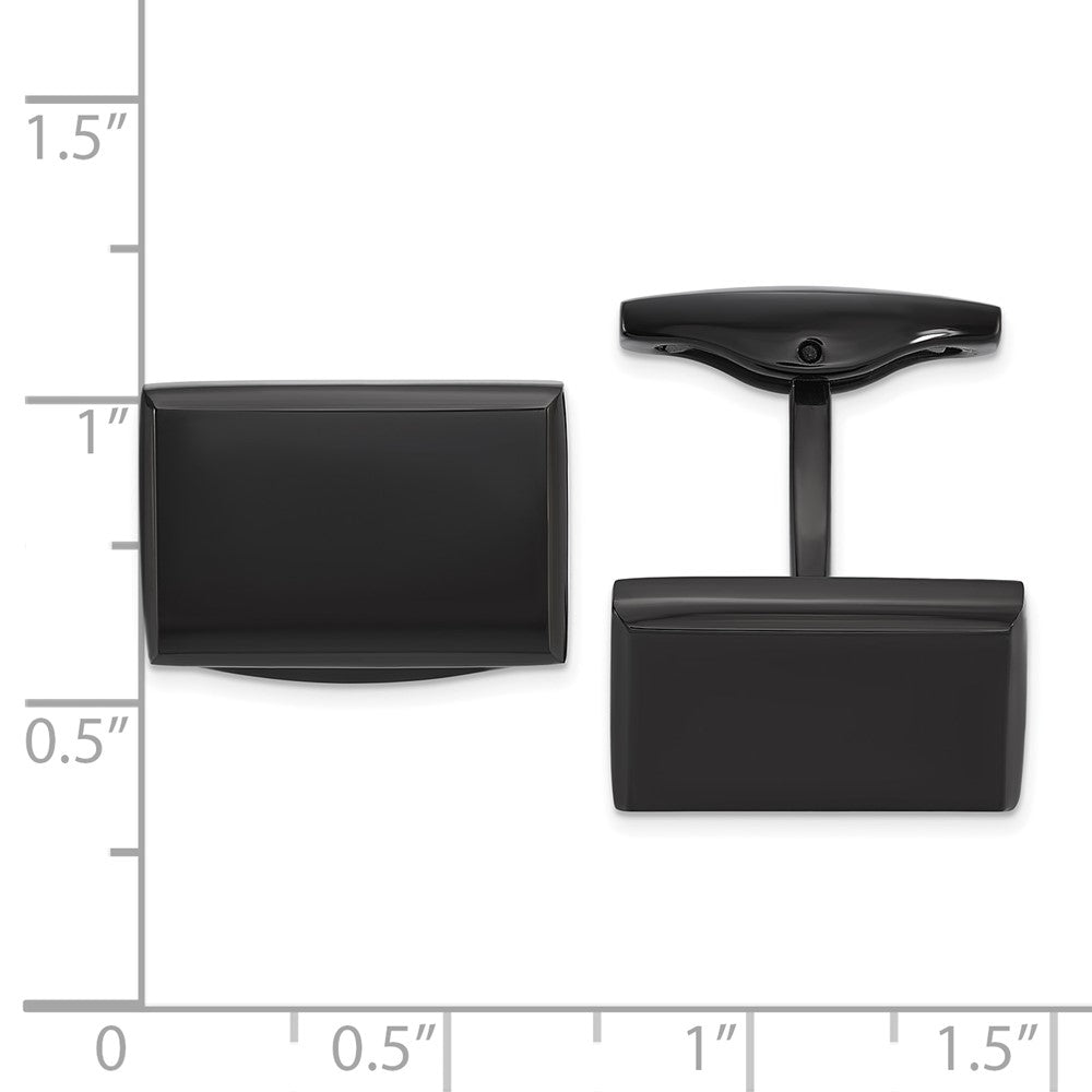 Chisel Stainless Steel Polished Black IP-plated Rectangle Cuff Links