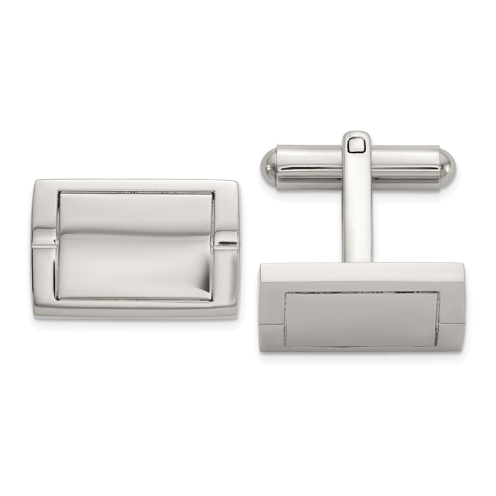 Chisel Stainless Steel Polished Rectangle Cuff Links