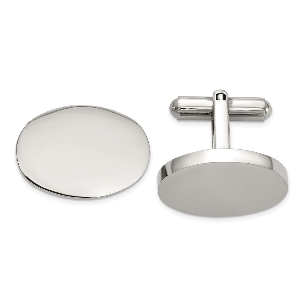 Chisel Stainless Steel Polished Oval Cuff Links