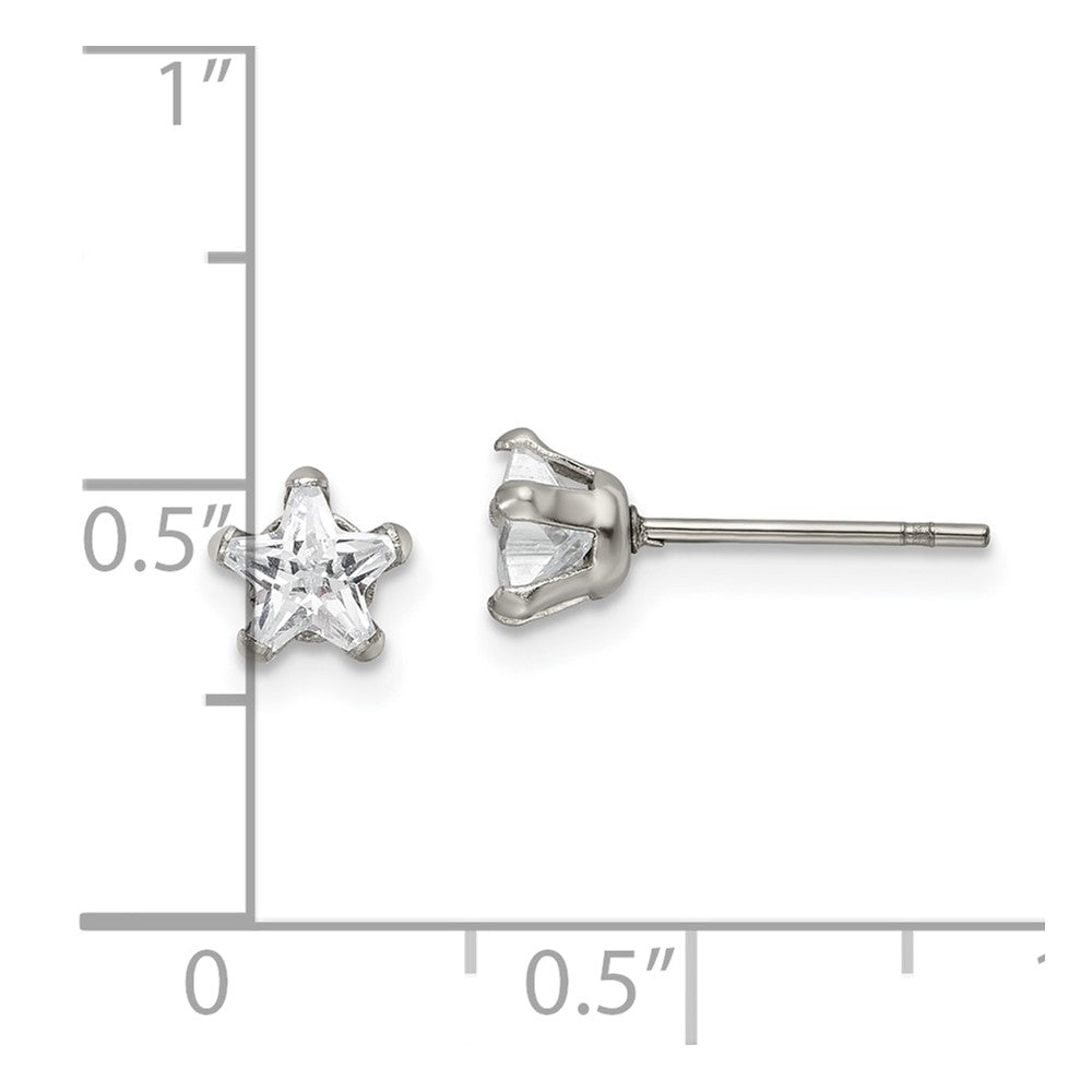 Chisel Stainless Steel Polished 5mm Star CZ Stud Post Earrings