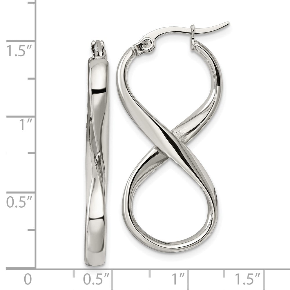 Chisel Stainless Steel Polished Infinity Symbol Twist Hoop Earrings