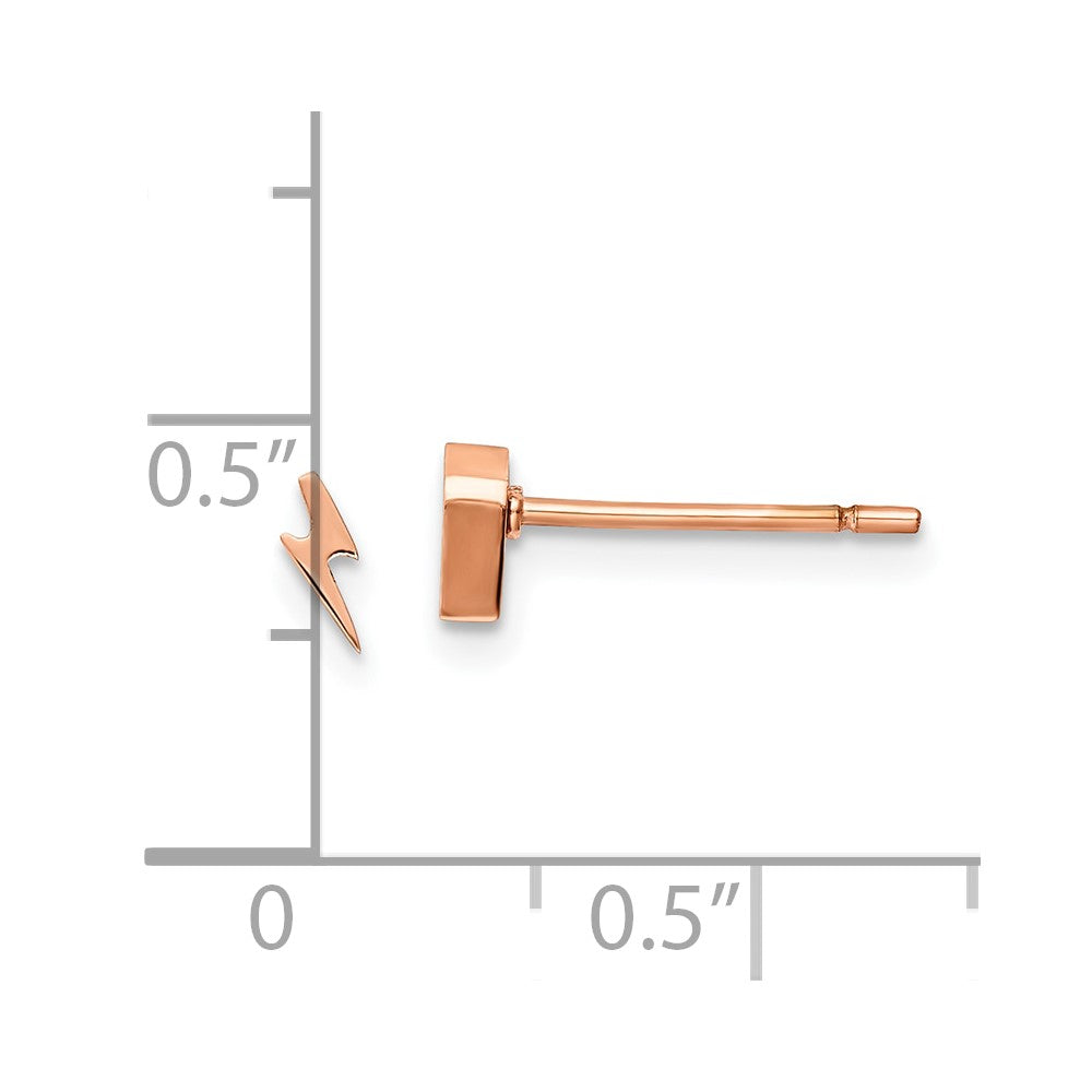 Chisel Stainless Steel Polished Rose IP-plated Lightning Bolt Post Earrings