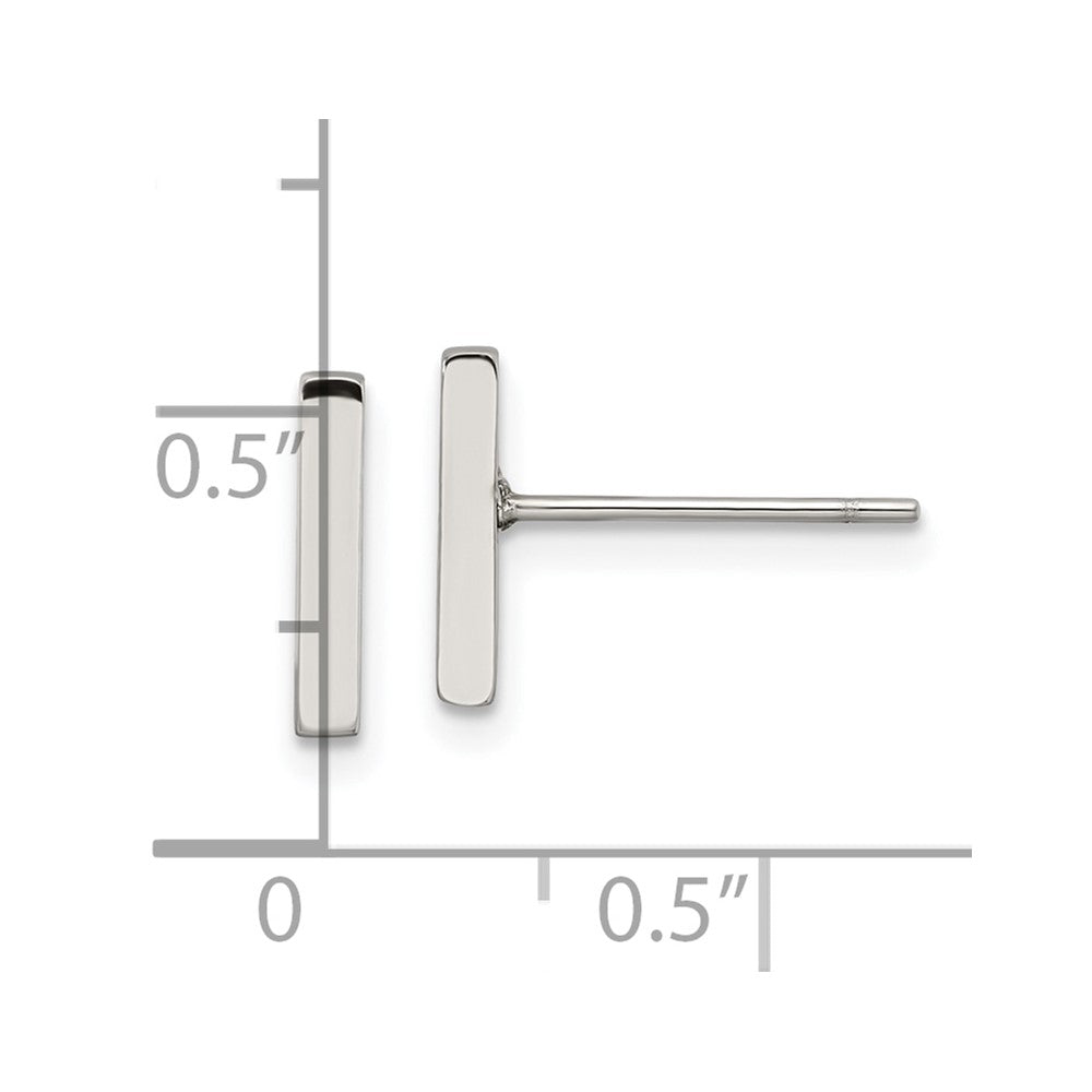 Chisel Stainless Steel Polished Bar Post Earrings
