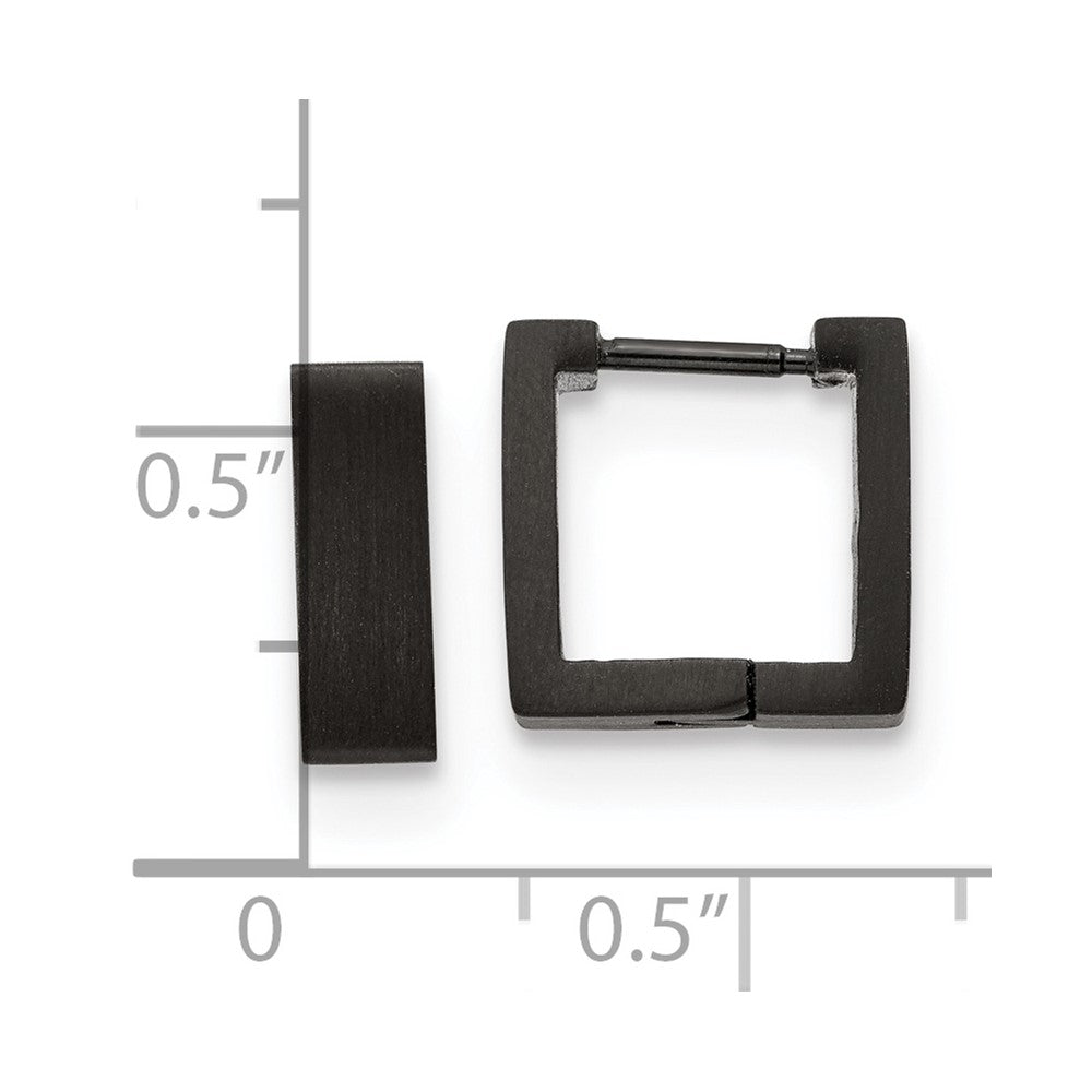 Chisel Stainless Steel Brushed Black IP-plated 4mm Square Hoop Earrings