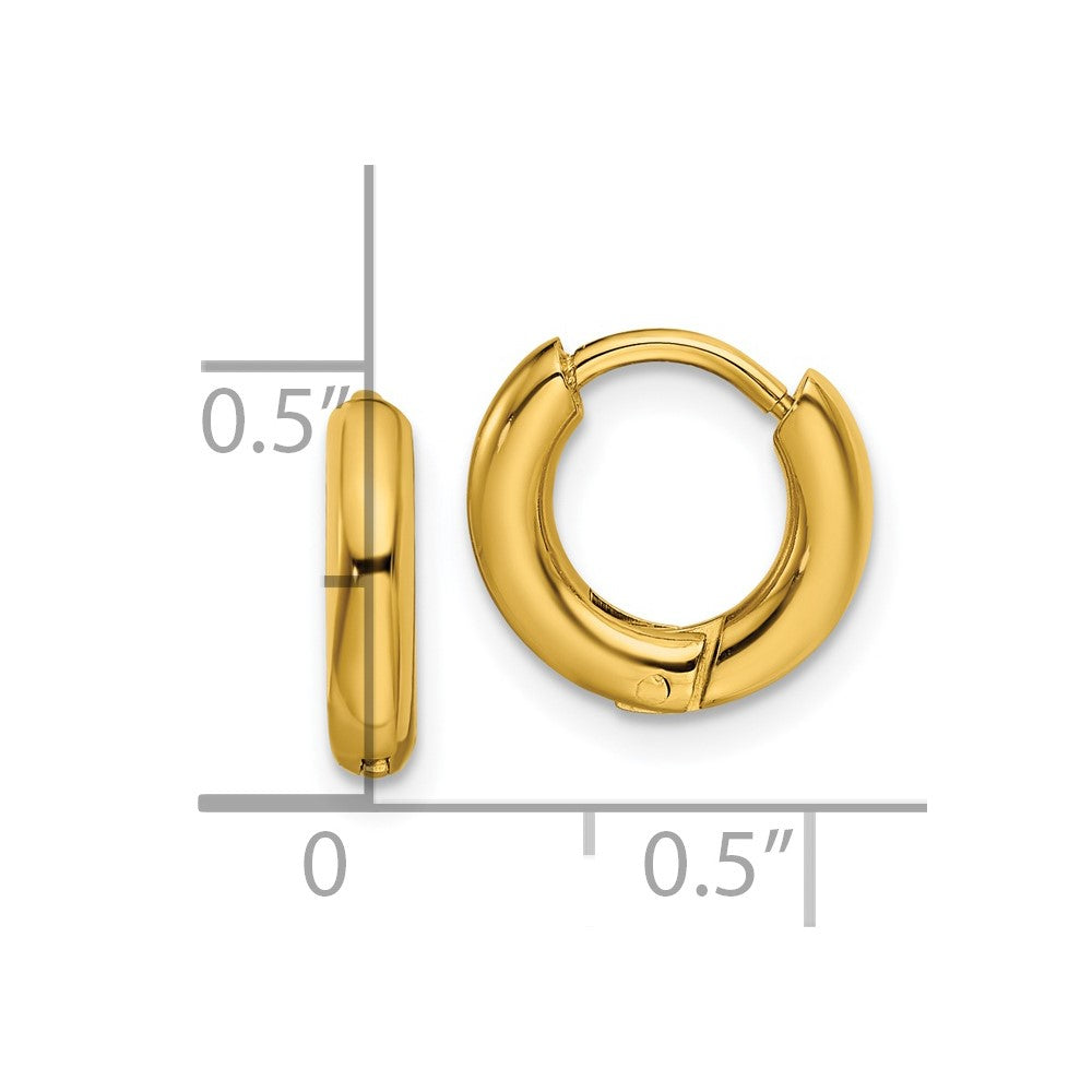 Chisel Stainless Steel Polished Yellow IP-plated 2.5mm Hinged Hoop Earrings