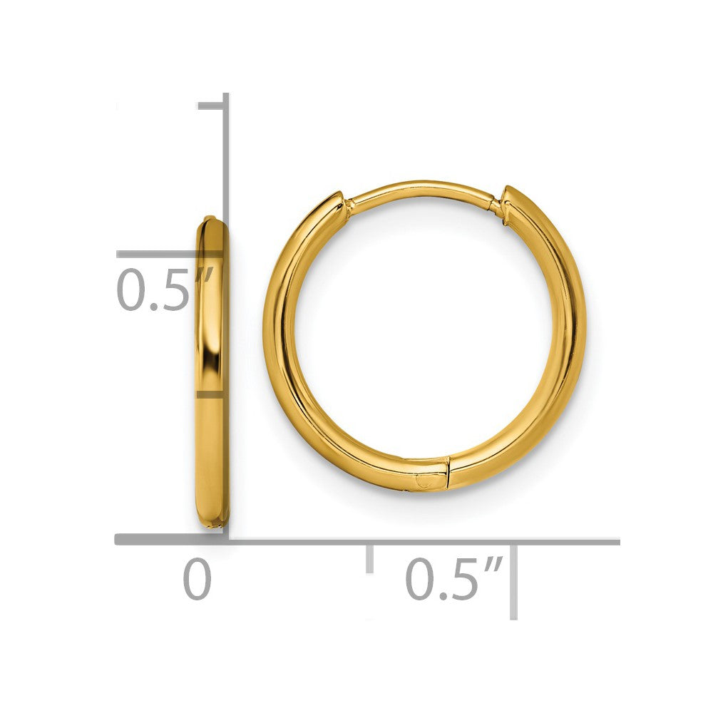 Chisel Stainless Steel Polished Yellow IP-plated 1.6mm Hinged Hoop Earrings