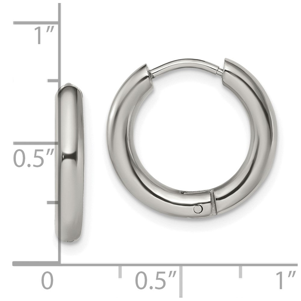 Chisel Stainless Steel Polished 3mm Hinged Hoop Earrings