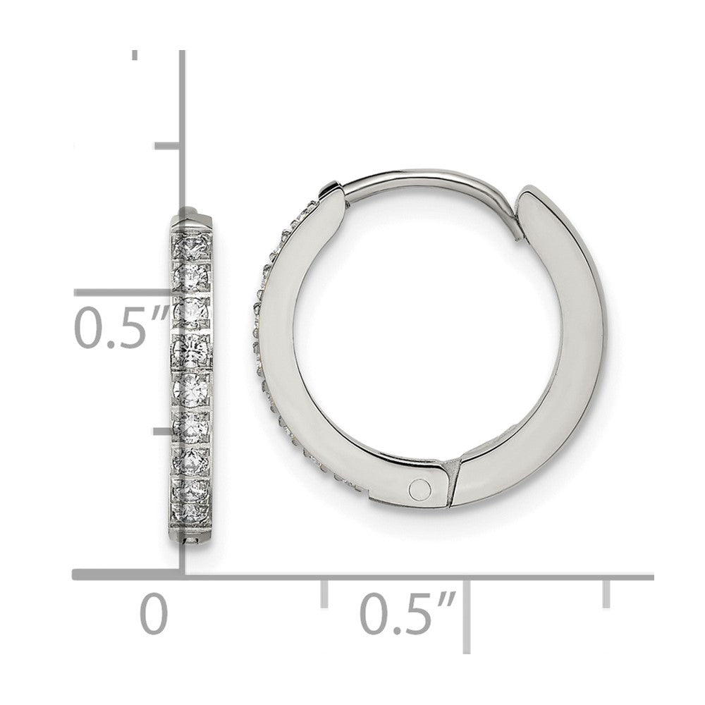 Chisel Stainless Steel Polished with Preciosa Crystal 2mm Hinged Hoop Earrings