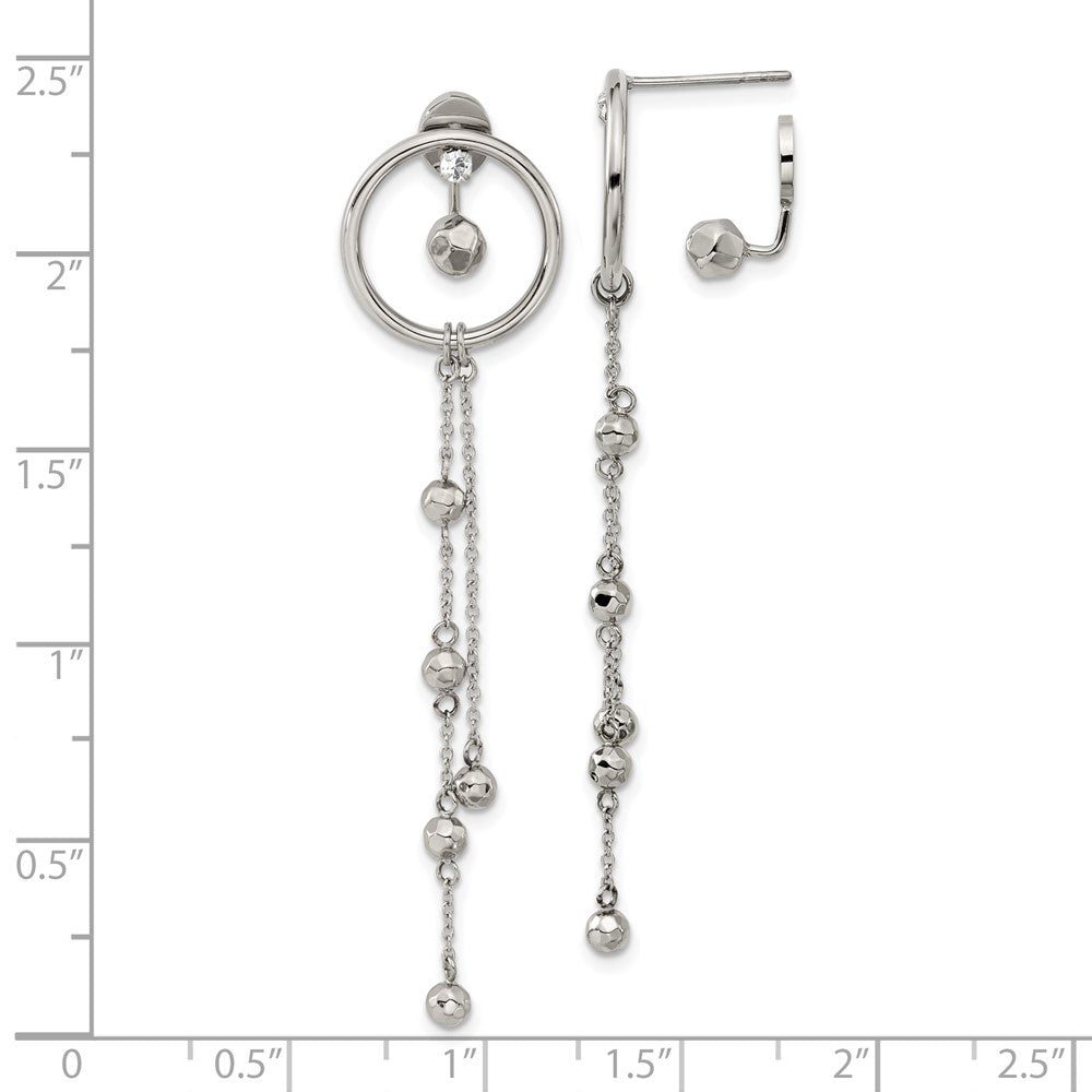Chisel Stainless Steel Polished Preciosa Crystal Front and Back Post Dangle Earrings