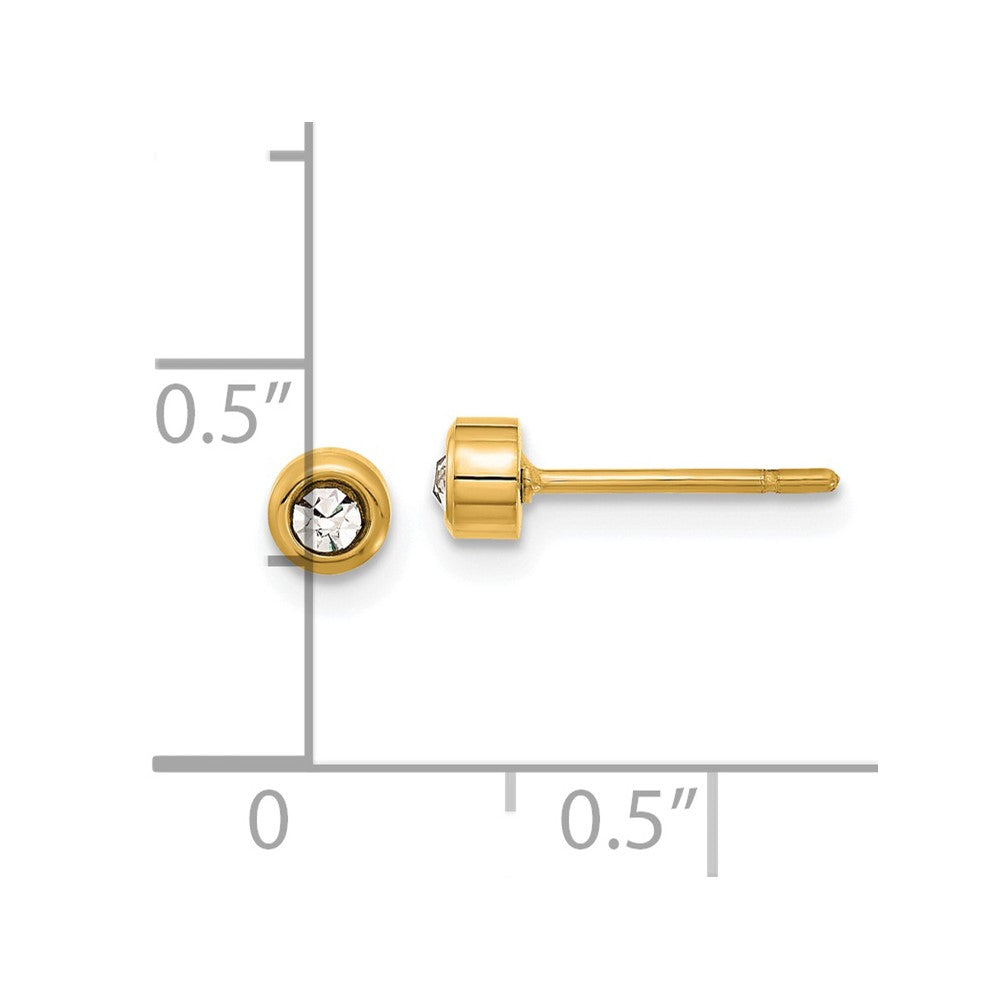 Chisel Stainless Steel Polished Yellow IP-plated Crystal Earrings
