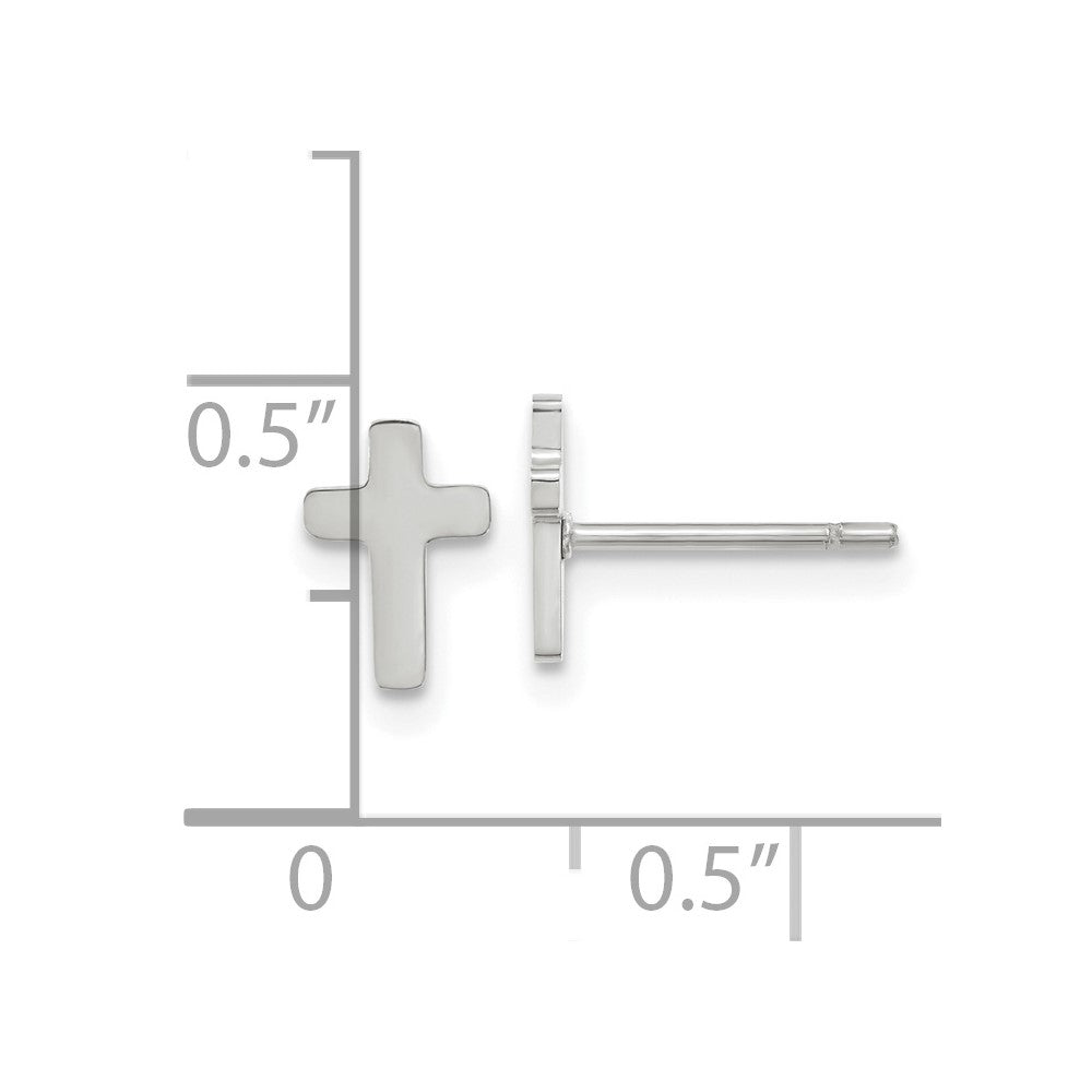Chisel Stainless Steel Polished Cross Earrings