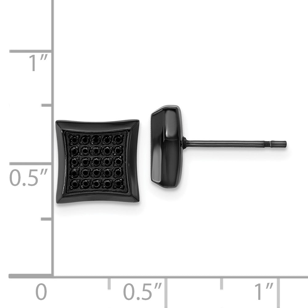 Chisel Stainless Steel Polished Black IP-plated Black 50 CZ Stud Earrings
