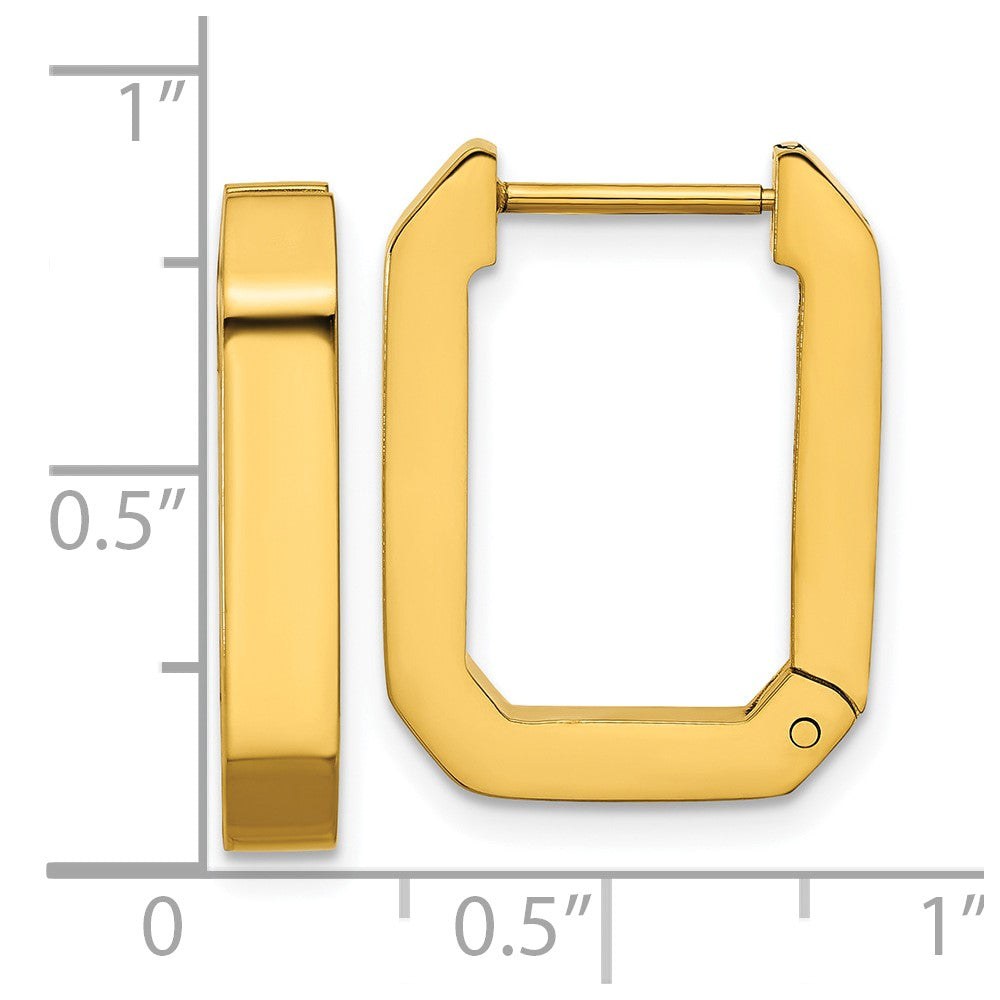 Chisel Stainless Steel Polished Yellow IP-plated Squared Edge 4mm Hinged Hoop Earrings