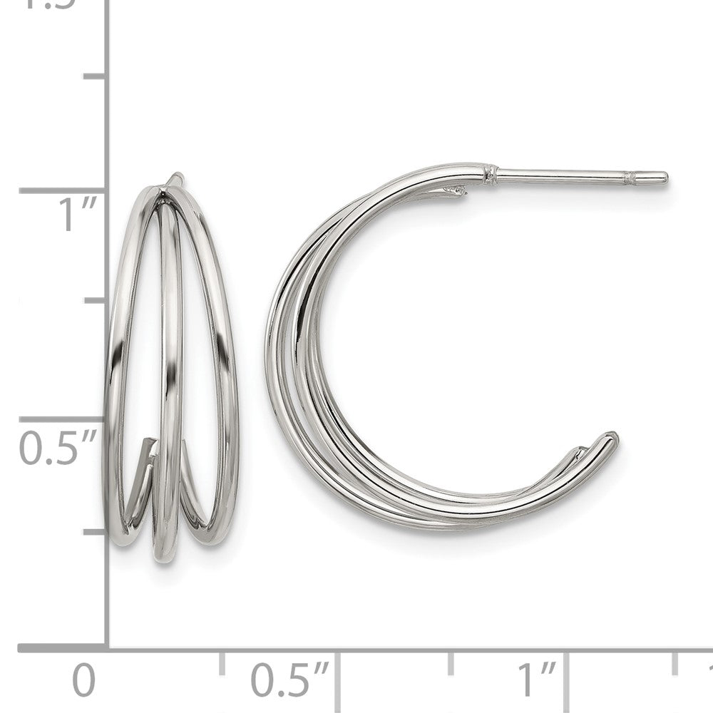 Chisel Stainless Steel Polished Wire J Hoop Post Earring