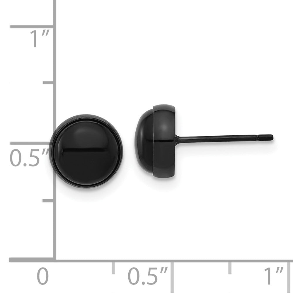 Chisel Stainless Steel Polished Black IP-plated Black Agate 8mm Post Earrings