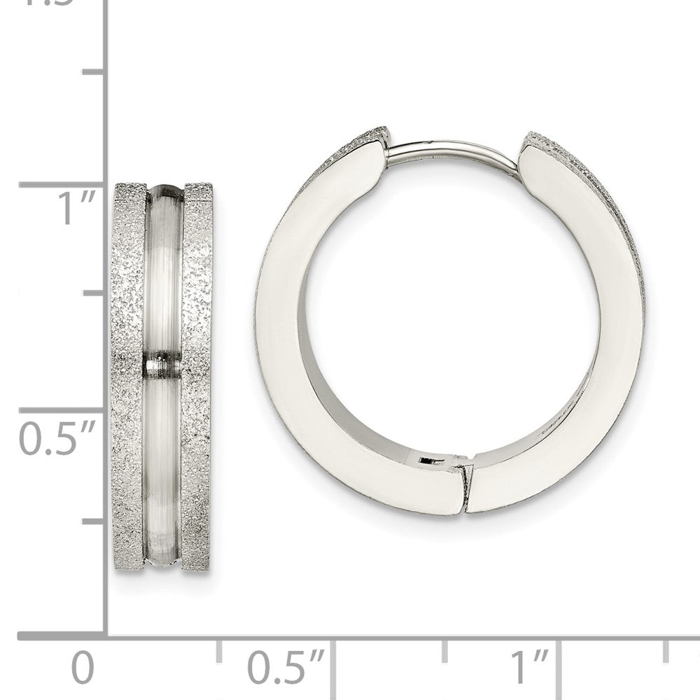Chisel Stainless Steel Polished Laser Cut 8mm Hinged Hoop Earrings