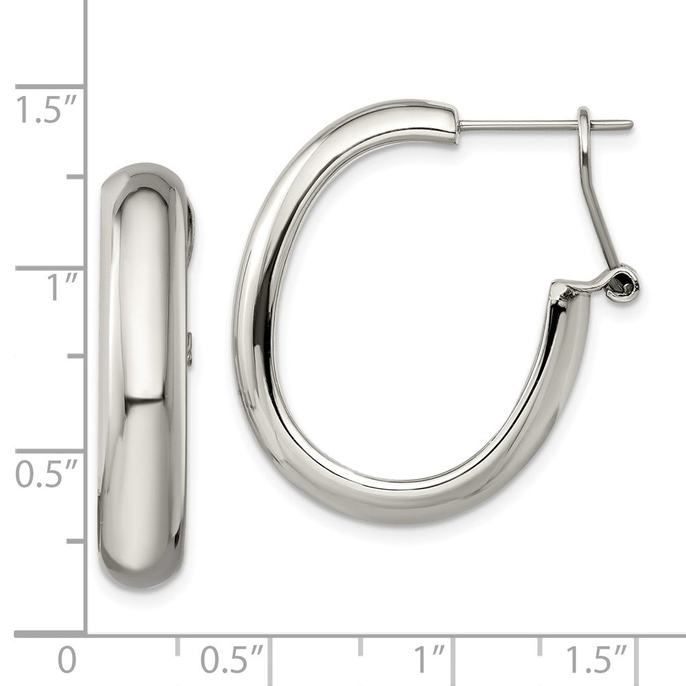 Chisel Stainless Steel Polished Omega Back Hoop Earrings