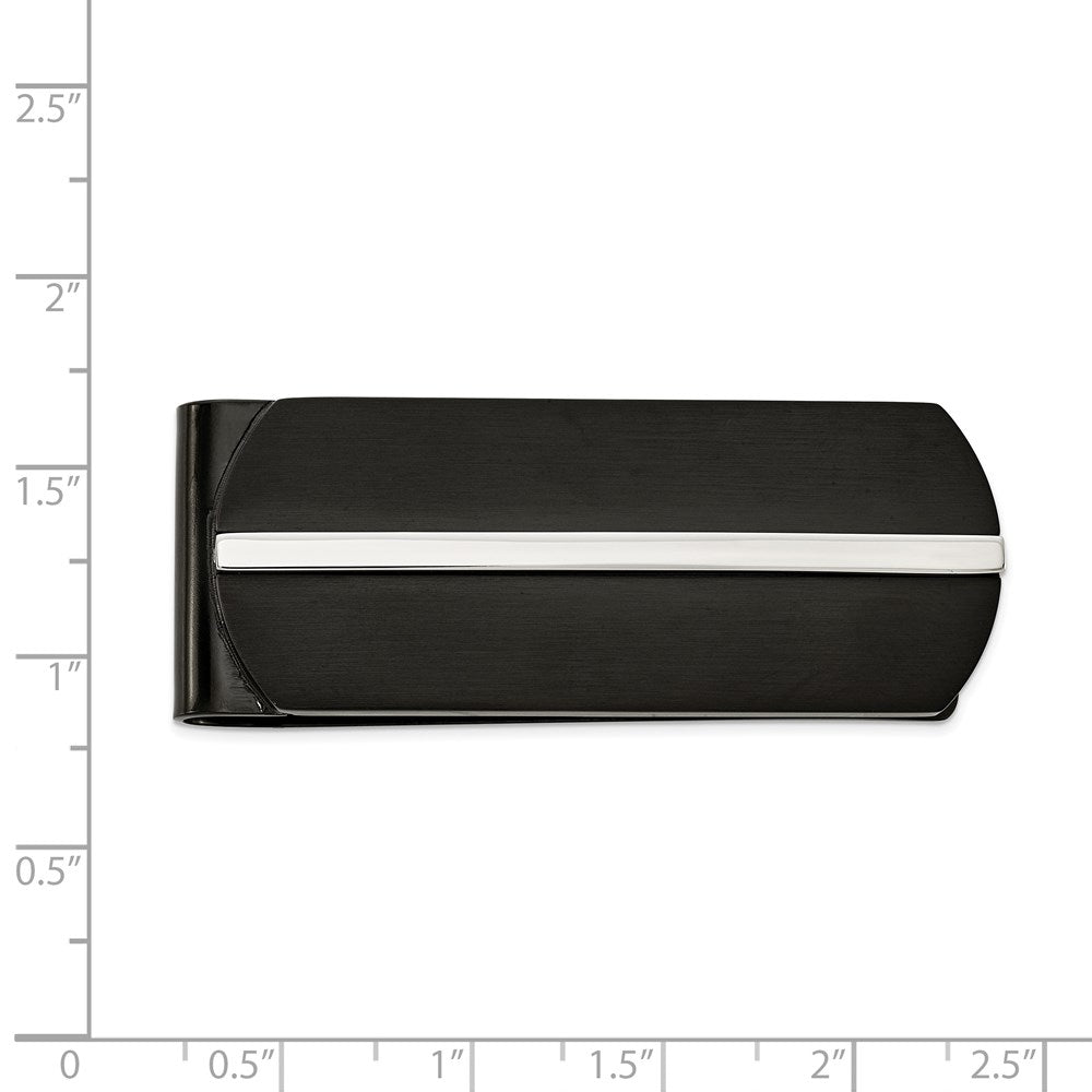 Chisel Stainless Steel Brushed and Polished Black IP-plated Money Clip