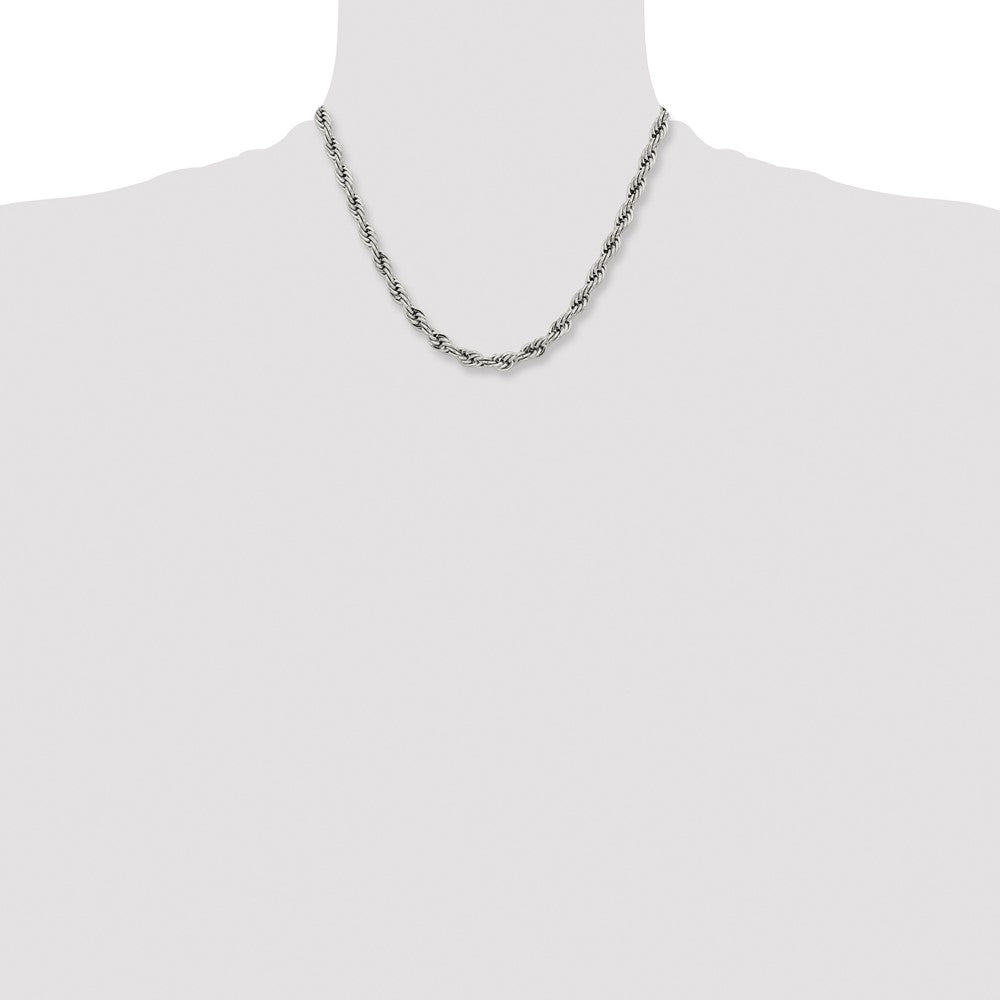 Chisel Stainless Steel Polished 7mm 18 inch Rope Chain