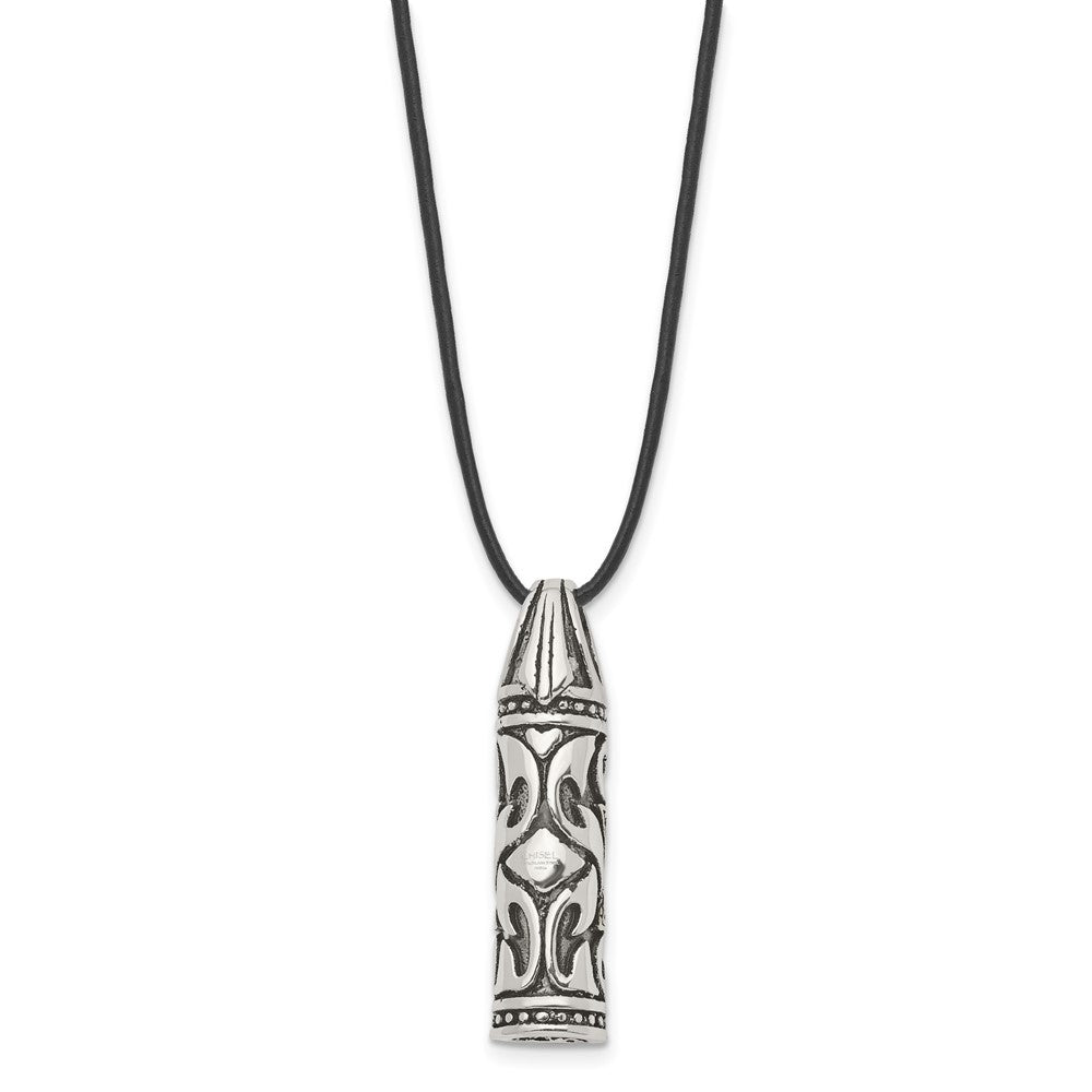 Chisel Stainless Steel Antiqued and Polished with Yellow IP-plated Accent Star of David Pendant on a 20 inch Leather Cord Necklace