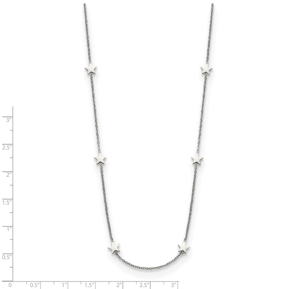 Chisel Stainless Steel Polished Stars on a 35 inch Cable Chain Necklace