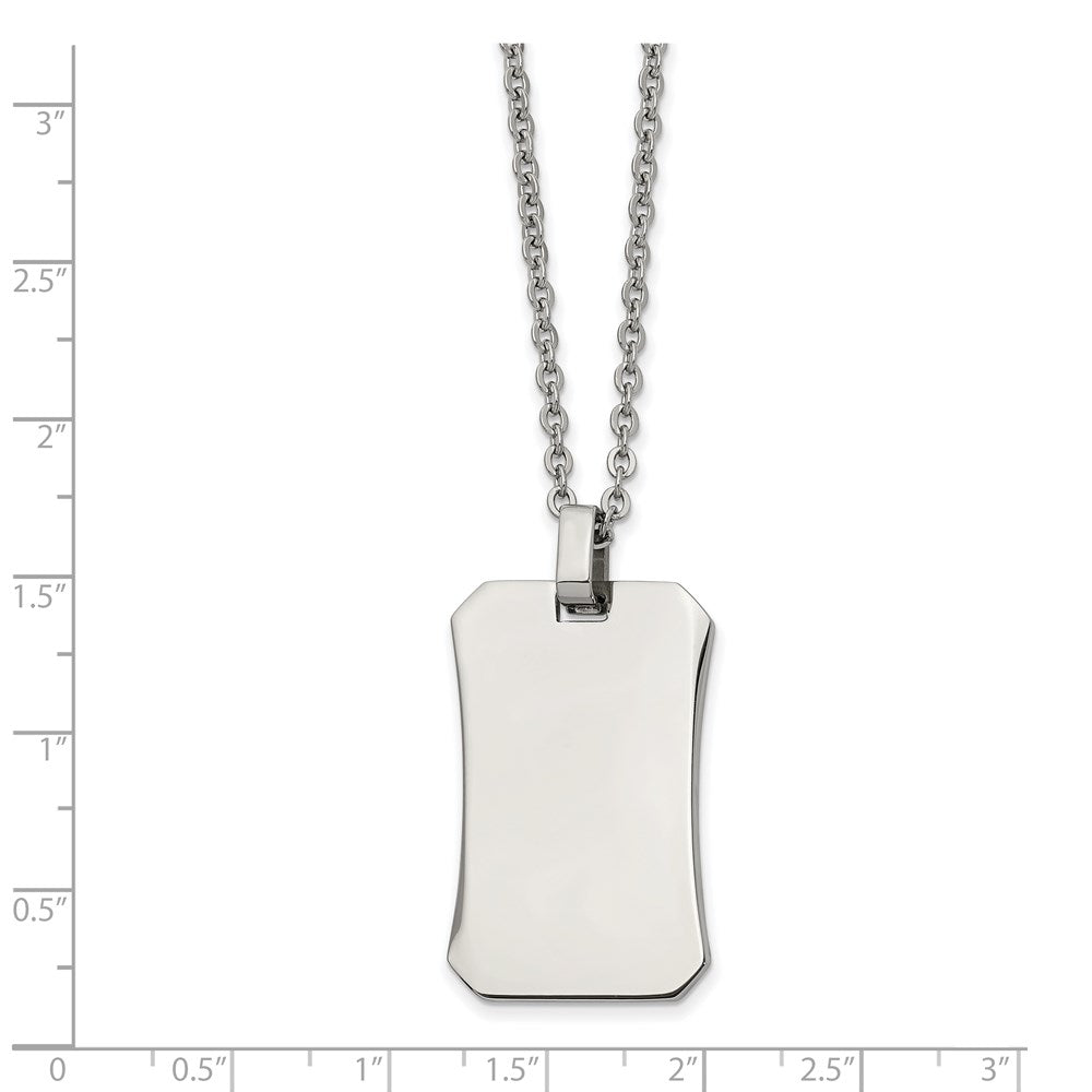 Chisel Stainless Steel Polished Dog Tag on a 22 inch Cable Chain Necklace