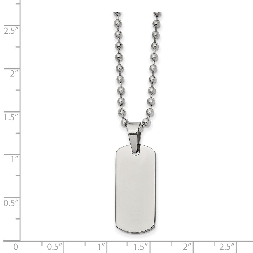 Chisel Stainless Steel Brushed and Polished Reversible Dog Tag on a 22 inch Ball Chain Necklace