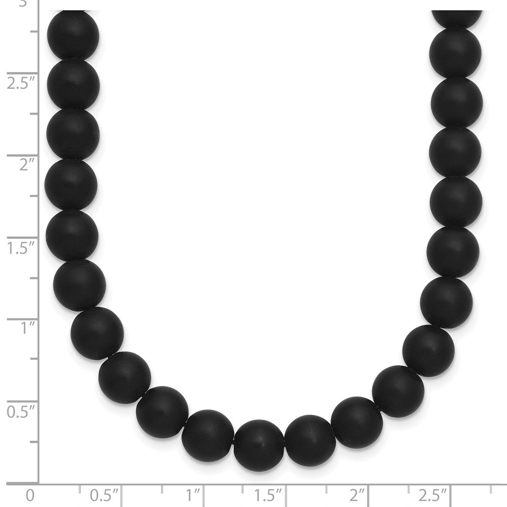 Chisel Stainless Steel Brushed with Black Agate and Antiqued Clasp 27 inch Necklace