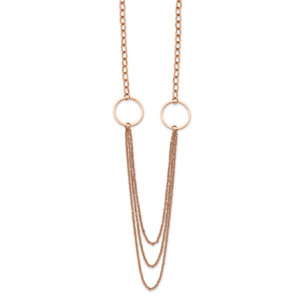 Chisel Stainless Steel Polished Rose IP-plated Multi Chain 35.5 inch Necklace