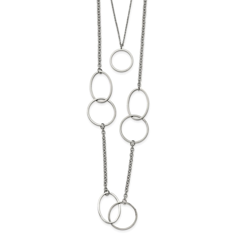 Chisel Stainless Steel Polished with Circles 2-Strand 20 inch Necklace