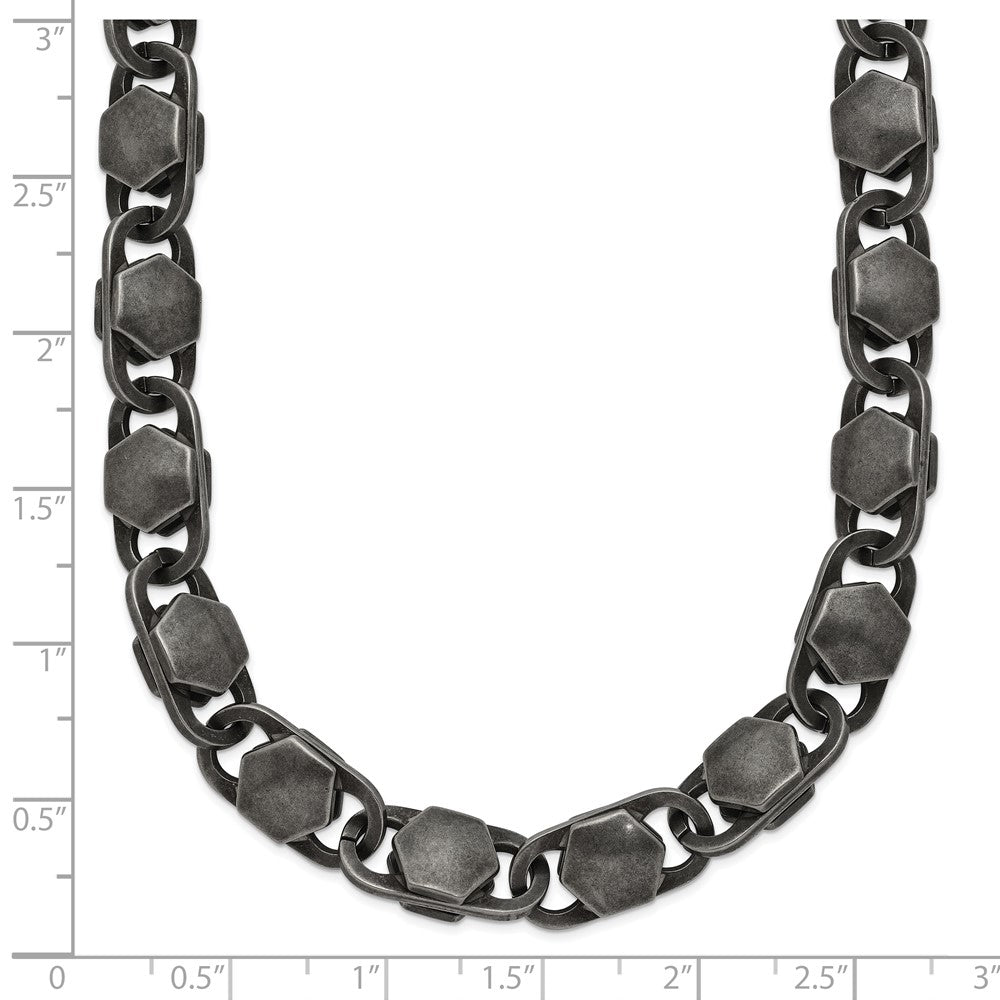 Chisel Stainless Steel Antiqued and Brushed 8.50mm 24 inch Necklace