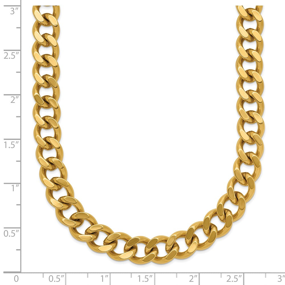 Chisel Stainless Steel Polished Yellow IP-plated 8mm 24 inch Curb Chain Necklace