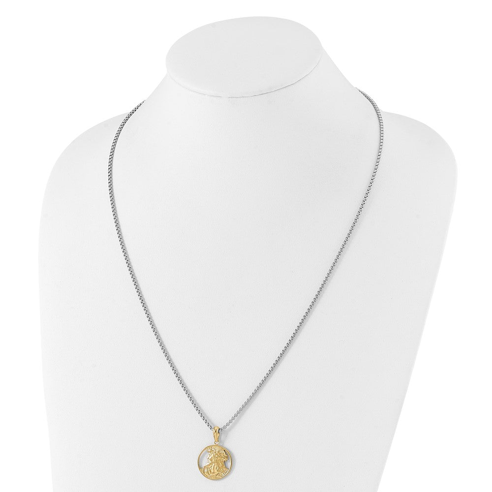 Chisel Stainless Steel Polished Yellow IP-plated Jesus Pendant on a 22 inch Box Chain Necklace